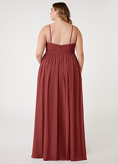 Azazie Alia Bridesmaid Dresses Terracotta A-Line Pleated Chiffon Dress image7