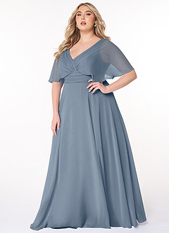 Azazie Pamela Bridesmaid Dresses Twilight A-Line V-Neck Pleated Chiffon Dress image6