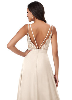 Azazie Lennon Bridesmaid Dresses White Alabaster A-Line Lace Chiffon Dress image2