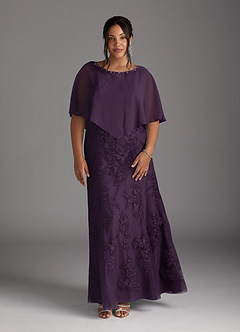 Azazie Whilhelmina vestidos de madre de la novia Vestido de Ciruela de Gasa de Sirena con Encaje image9