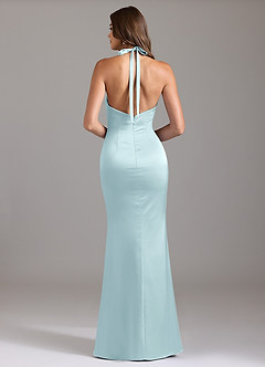 Azazie Valerie Bridesmaid Dresses Cloud Blue Mermaid Pleated Stretch Satin Dress image2