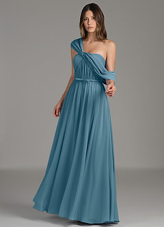 Azazie Nyah Abiti da Damigella Abito A-Line in Chiffon Spalle Scoperte Bermuda image5