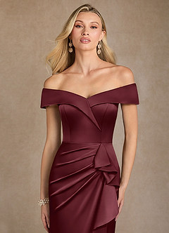 Azazie Laredo Abiti per la Madre della Sposa Abito Sirena in Raso Elasticizzato a Spalla Scoperta Cabernet image6