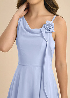 Azazie Lumi Junior Vestido de Hielo de Gasa de Corte en A con Plisado image6