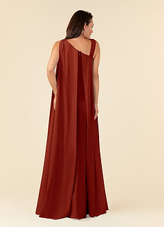 Azazie Franchesca Mother of the Bride Dresses Rust Mermaid Pleated Stretch Chiffon Dress image5