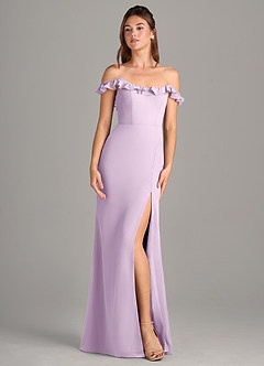 Azazie Callie Bridesmaid Dresses Frosted Lilac Mermaid Side Slit Chiffon Convertible Dress image7
