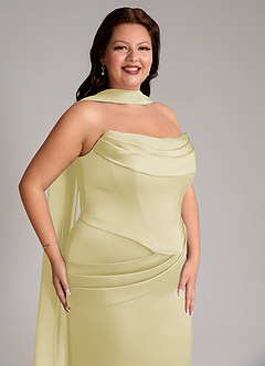 Azazie Sorrel Jurken voor bruidsmeisjes Converteerbaar Jurk van Stretch Satijn met Zeemeermin Strapless Citroensorbet image10