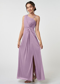 Azazie Brooke Junior Abito A-Line in Maglia Plissettato Glicine image3