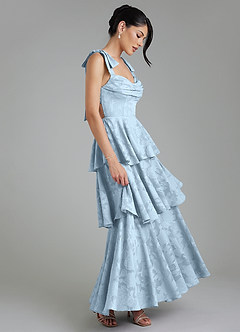 Azazie Jude At-home Try On Dresses Sky Blue A-Line Sweetheart Neckline Floral Burnout Dress image5