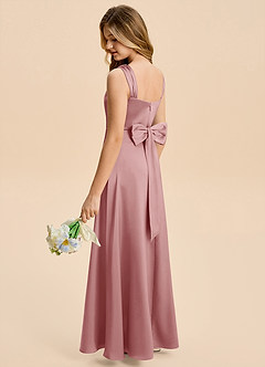 Azazie Kiki Junior Dusty Rose A-Line Bow Stretch Satin Dress image6
