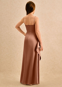 Azazie Cannoli Girls Formal Blumenmädchenkleider A-Linie Plissee Stretch-Satin Kleid Bronzer image2