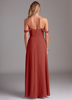 Azazie Aaron Bridesmaid Dresses Terracotta A-Line Off the Shoulder Chiffon Convertible Dress image3