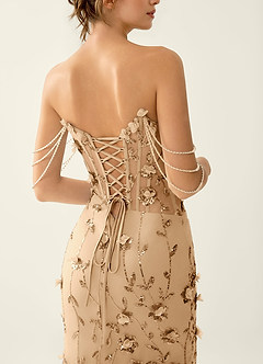 Cosette Champagne 3D Flowers Corset Lace Up Back Beading Mermaid Prom Dress image5