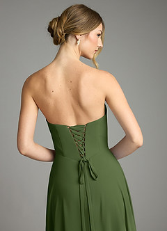 Azazie Ayla Abiti da Damigella Abito A-Line in Chiffon Scollo a Cuore Oliva image11