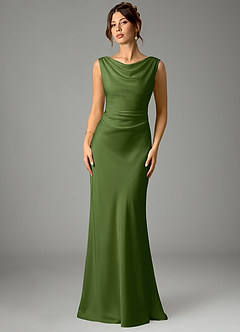Azazie Kieryn Bridesmaid Dresses Juniper Mermaid Pleated Stretch Satin Dress image1