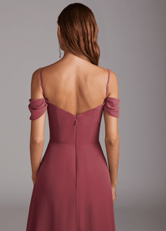 Azazie Marley Bridesmaid Dresses Merlot A-Line Off the Shoulder Chiffon Convertible Dress image9