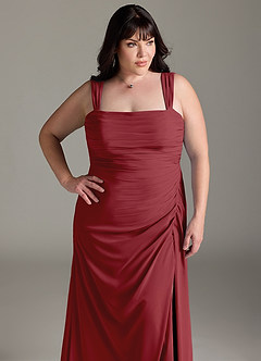 Azazie Jesaphine Abiti da Damigella Abito Tubino in Chiffon Fiocco Melograno image13