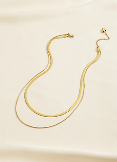 front Two Layered Snake Chain Necklace