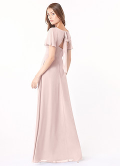 Azazie Kimber Bridesmaid Dresses Blushing Pink A-Line Flounce Sleeve Chiffon Dress image4