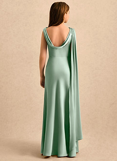 Azazie Sanah Girls Formal Flower Girl Klänningar Klänning A-Line i Stretch Satin Plisserad image2
