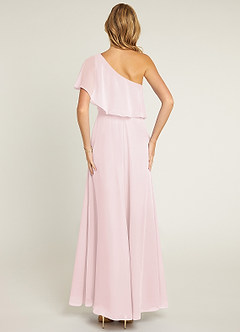 Azazie Lizzy Bridesmaid Dresses Blushing Pink A-Line One Shoulder Chiffon Dress image2