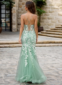 Dentelle Light Green Mermaid Prom Dress image2