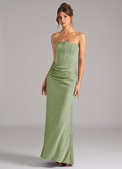 Azazie Debby Vestidos de damas de honor Vestido de Salvia Polvorienta de Satén Elástico de Corte Sirena Convertible con Sin tirantes image4