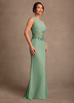 Azazie Kathie vestidos de madre de la novia Vestido de Matcha de Gasa de Corte Sirena con Encaje image3