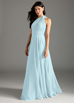 Azazie Charlize Bridesmaid Dresses Cloud Blue A-Line One Shoulder Chiffon Dress image4