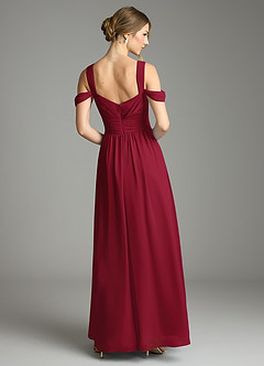 Azazie Lianne Bridesmaid Dresses Burgundy A-Line Off the Shoulder Chiffon Dress image7
