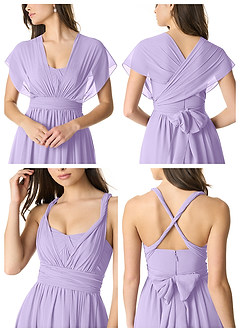 Azazie Olani Bridesmaid Dresses Lilac A-Line Off the Shoulder Chiffon Convertible Dress image6