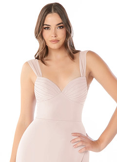 Azazie Audre Bridesmaid Dresses Rose Petal Mermaid Pleated Chiffon Dress image5