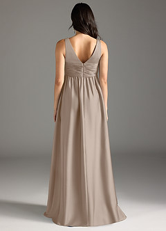 Azazie Yetta Maternity Bridesmaid Dresses A-Line Pleated Stretch Satin Floor-Length Dress image7