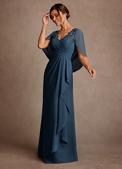 Azazie Santa Clara vestidos de madre de la novia Vestido Azul Marino Oscuro de Encaje de Corte en A image5
