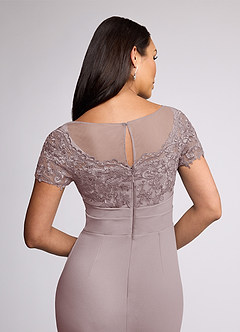 Azazie Susan Mother of the Bride Dresses Vintage Mauve Sheath Lace Stretch Crepe Dress image5