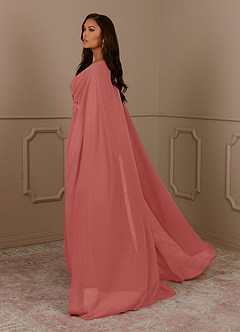 Azazie Isa Mère de la mariée Robes Robe Trapèze en Mousseline de soie Col V plissé Antique Rose image3