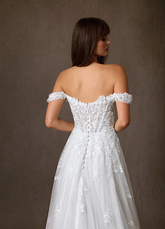 Azazie Florentina Wedding Dresses Diamond White A-Line Sweetheart Sequins Tulle Dress image10