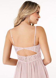 Azazie Yanelie Bridesmaid Dresses Blushing Pink A-Line Scoop Pleated Chiffon Dress image6