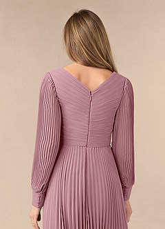 Azazie Zina Mother of the Bride Dresses Vintage Mauve A-Line Pleated Chiffon Dress image6