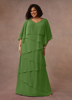 Azazie OHara Mother of the Bride Dresses Basil A-Line V-Neck Chiffon Dress image10