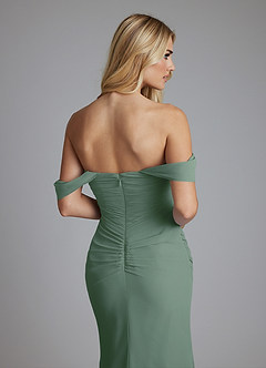 Azazie Luiza Bridesmaid Dresses Eucalyptus Mermaid Off the Shoulder Chiffon Dress image3