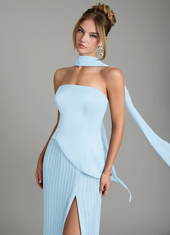 Azazie Tierney Bridesmaid Dresses Sky Blue A-Line Strapless Chiffon Convertible Dress image7