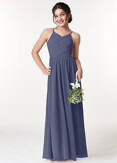 Azazie Cora A-Line Pleated Chiffon Floor-Length Junior Bridesmaid Dress image1