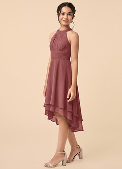 Azazie Linna Junior Amethyst A-Line Pleated Chiffon Dress image3
