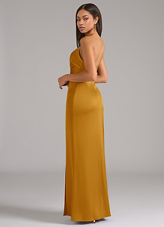 Azazie Marla Bridesmaid Dresses Butterscotch Sheath Strapless Stretch Satin Convertible Dress image5