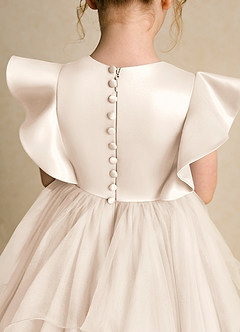 Azazie Chirp Flower Girl Dresses White Alabaster Ball-Gown Tulle Dress image6
