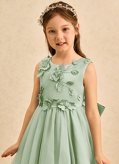 Azazie Filo Flower Girl Klänningar Klä Balklänning i Matt satäng Rosett image7