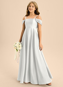 Azazie Rowena Junior White A-Line Bow Stretch Satin Dress image7