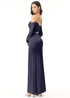 Azazie Hallie Bridesmaid Dresses Stormy Sheath Off-The-Shoulder Long Sleeve Stretch Satin Convertible Dress image6