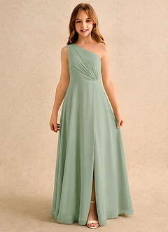 Azazie Puddles Junior Formal Flower Girl Klänningar Klä A-Line i Chiffong Ena axeln image6